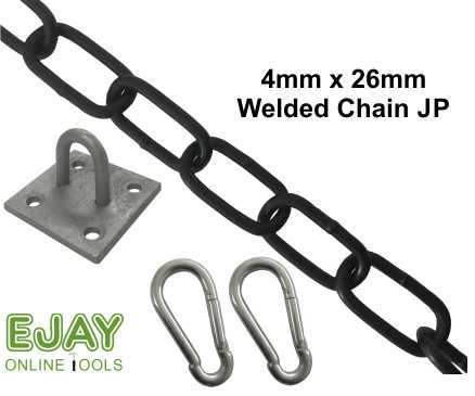 4mm x 26mm Japanned Black Welded Chain Set