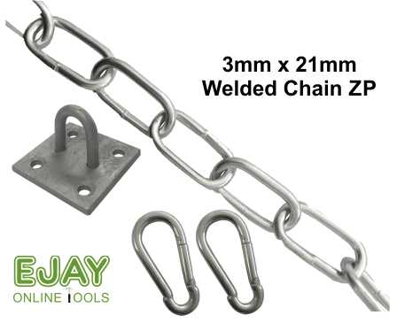 3mm x 21mm Zinc Plated Welded Chain Set