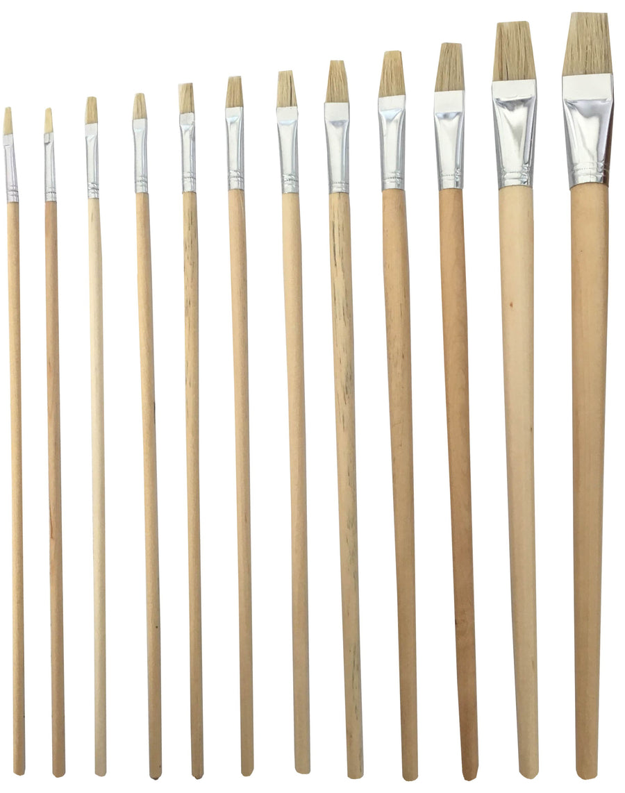 12pc Long Flat Artist Brush Set