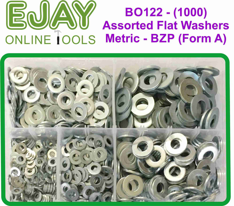 (1000) Assorted Flat Washers Metric - BZP