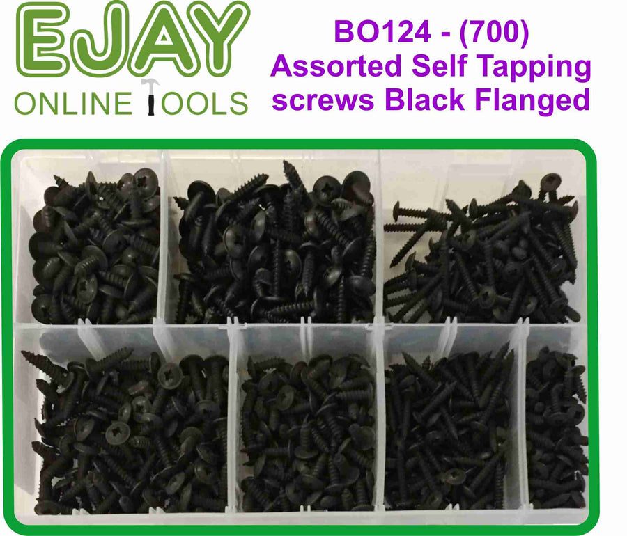 (700) Assorted Self Tapping Screws Black Flanged