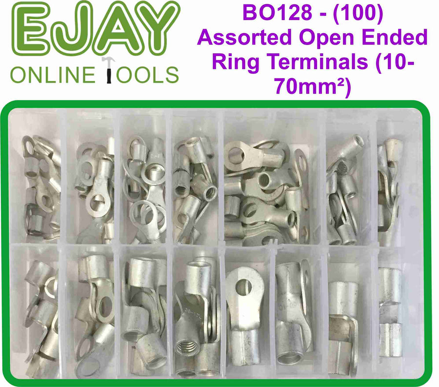(100) Assorted Open Ended Ring Terminals (10-70mm )