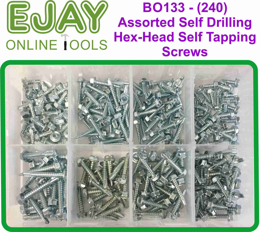 (240) Assorted Self Drilling Hex-Head Self Tapping Screws