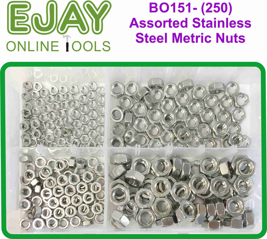 Assorted Stainless Steel Metric Nuts (250)