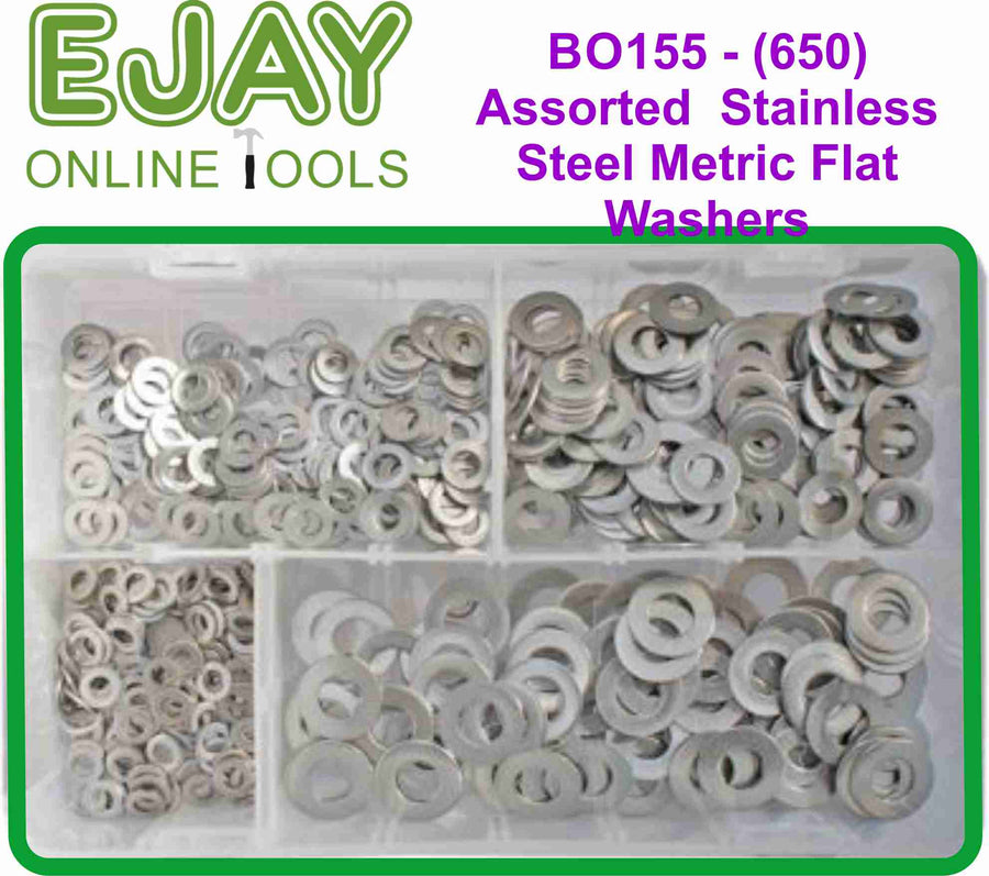 Assorted Stainless Steel Metric Flat Washers (650)