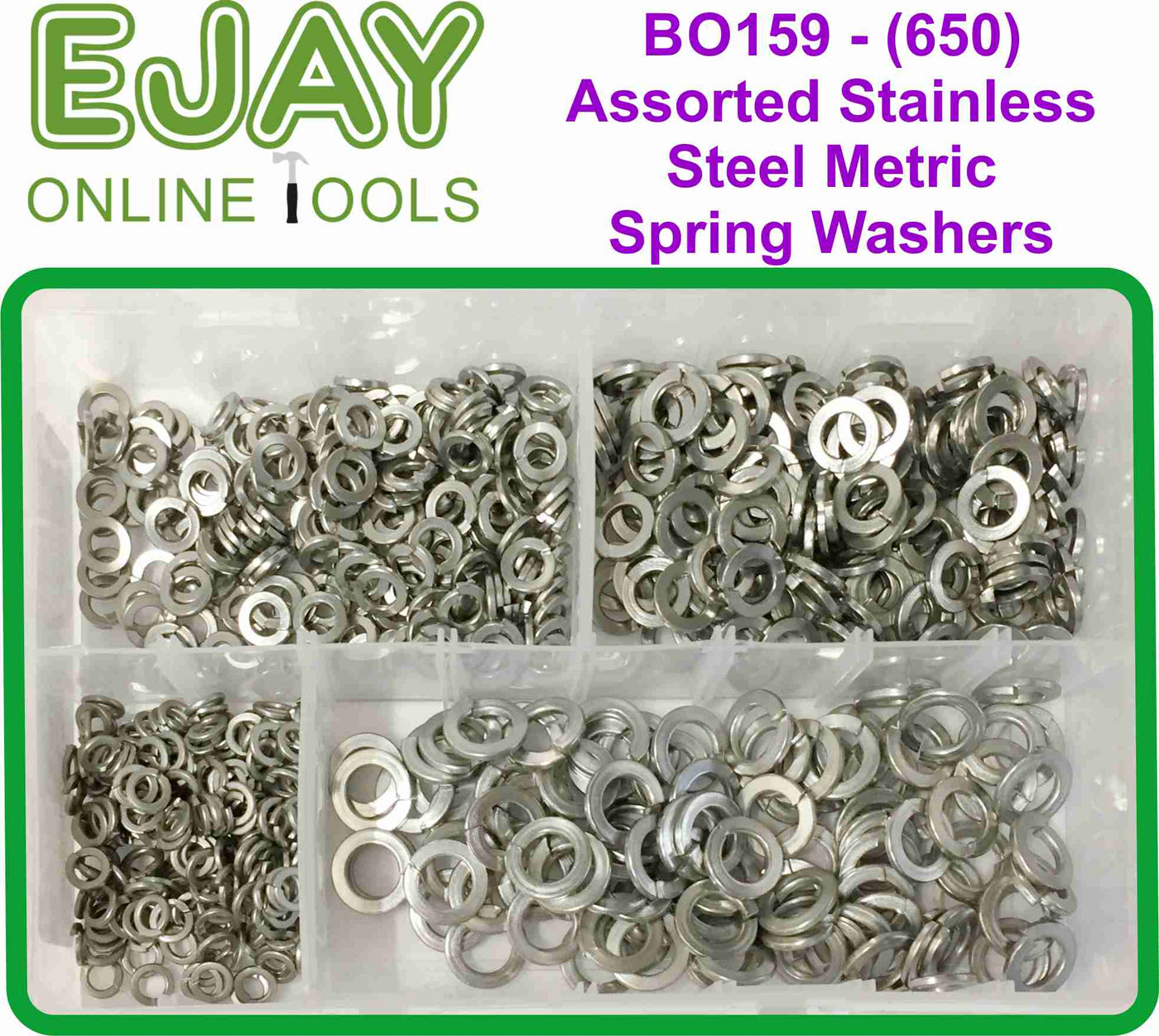 Assorted Stainless Steel Metric Spring Washers (650)