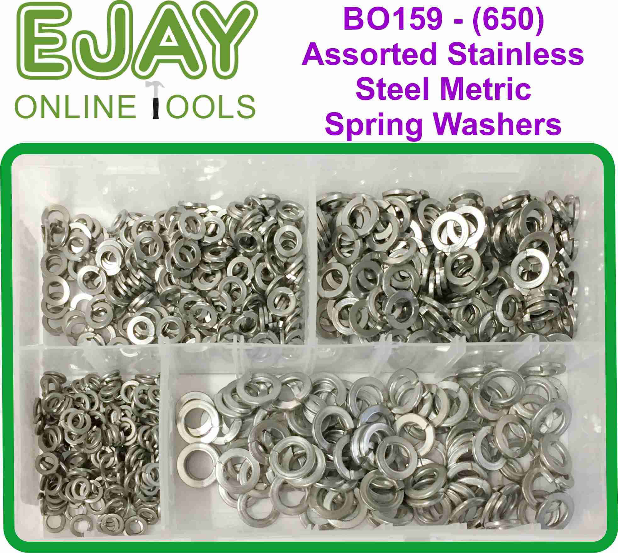Assorted Stainless Steel Metric Spring Washers (650)