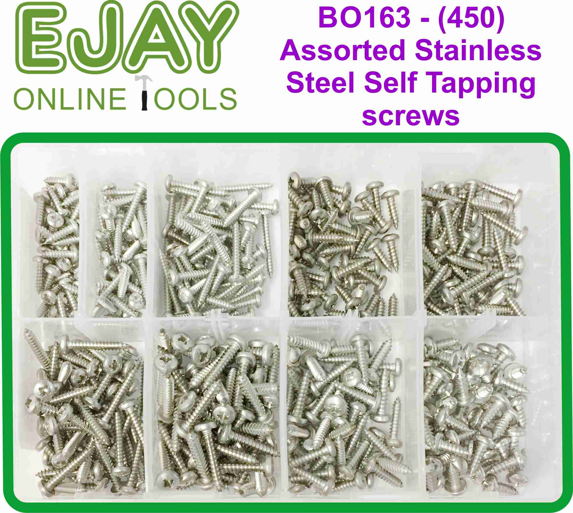 Assorted Stainless Steel Self Tapping screws (450)