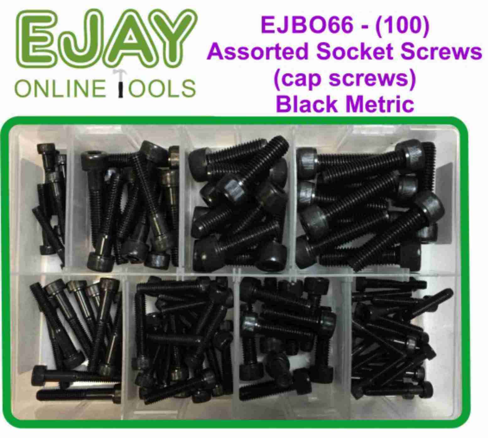 Assorted Socket Screws (cap screws), Black Metric (100)