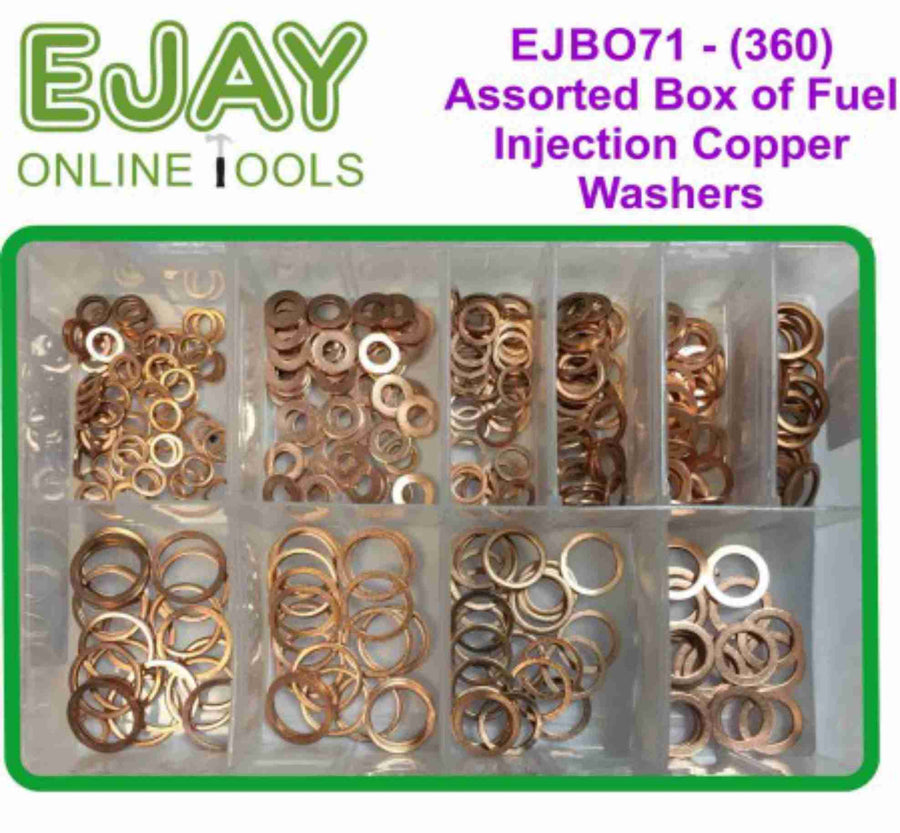 Assorted Box of Fuel Injection Copper Washers (360)