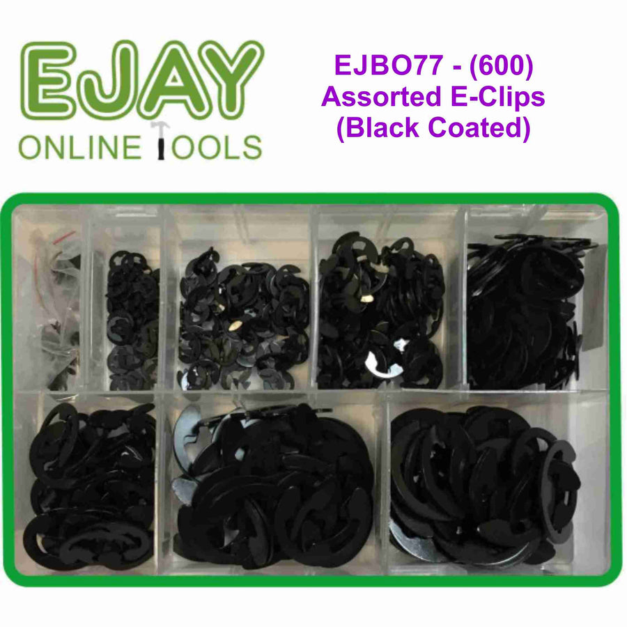 600 Assorted E-Clips Black Coated