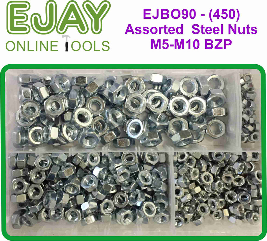 Assorted Steel Nuts M5-M10 BZP (450)