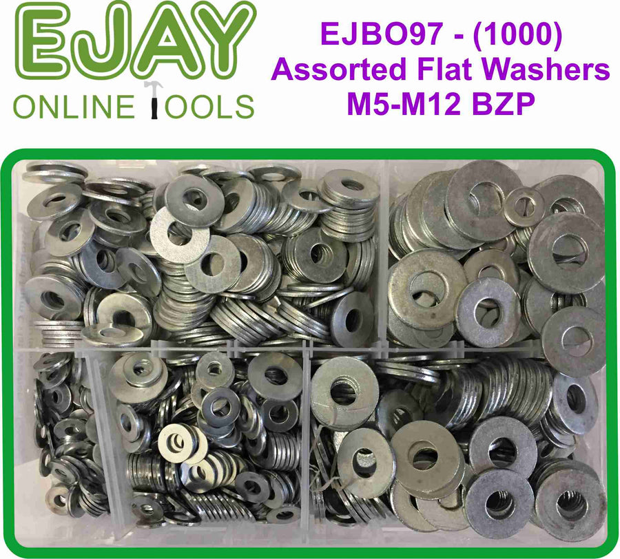 Assorted Flat Washers M5-M12 BZP (1000)