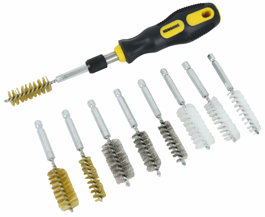 10 Piece 1/4" Hexagon Shank Wire Brush Set with Quick Release Driver Handle