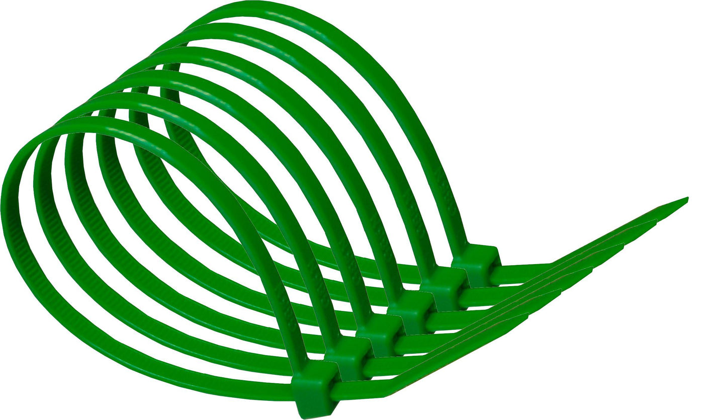 140mm x 3.6mm Green Cable Ties x 10