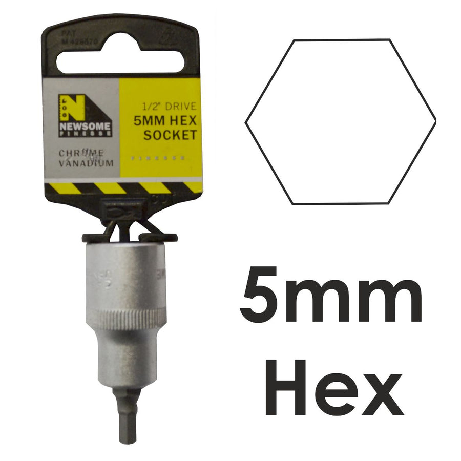 5mm x 1/2in Drive Hexagon Bit Socket