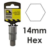 14mm x 1/2in Drive Hexagon Bit Socket