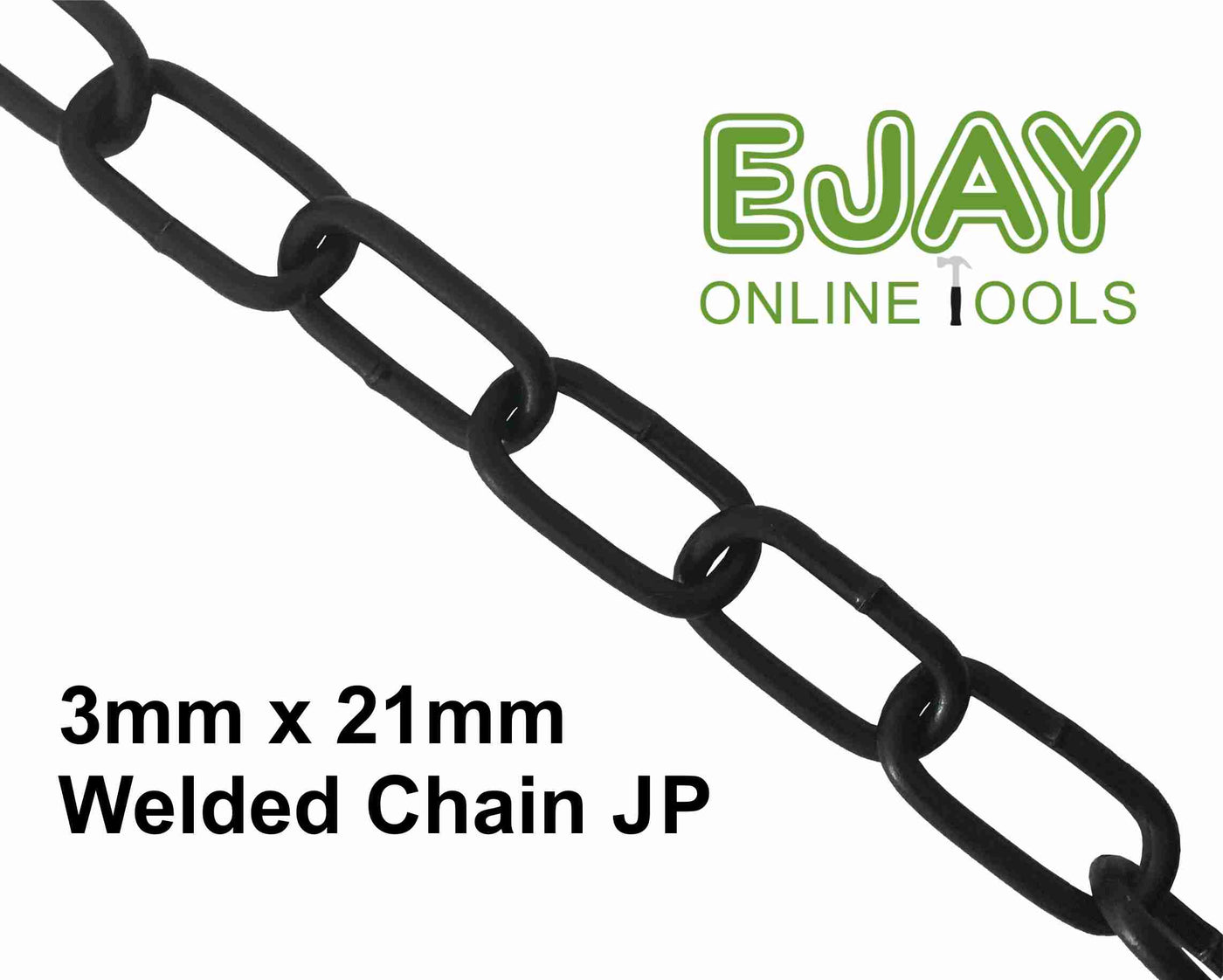 3mm x 21mm Japanned Black Welded Chain