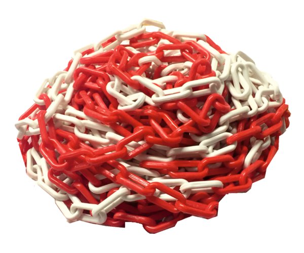 8mm x 25m Red and White Plastic Chain