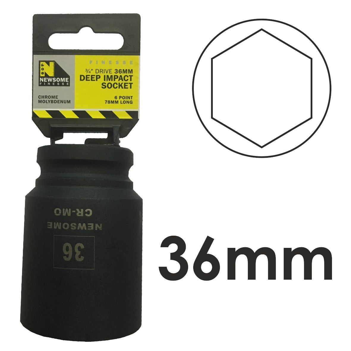 36mm 3/4in Drive Deep Impact Socket