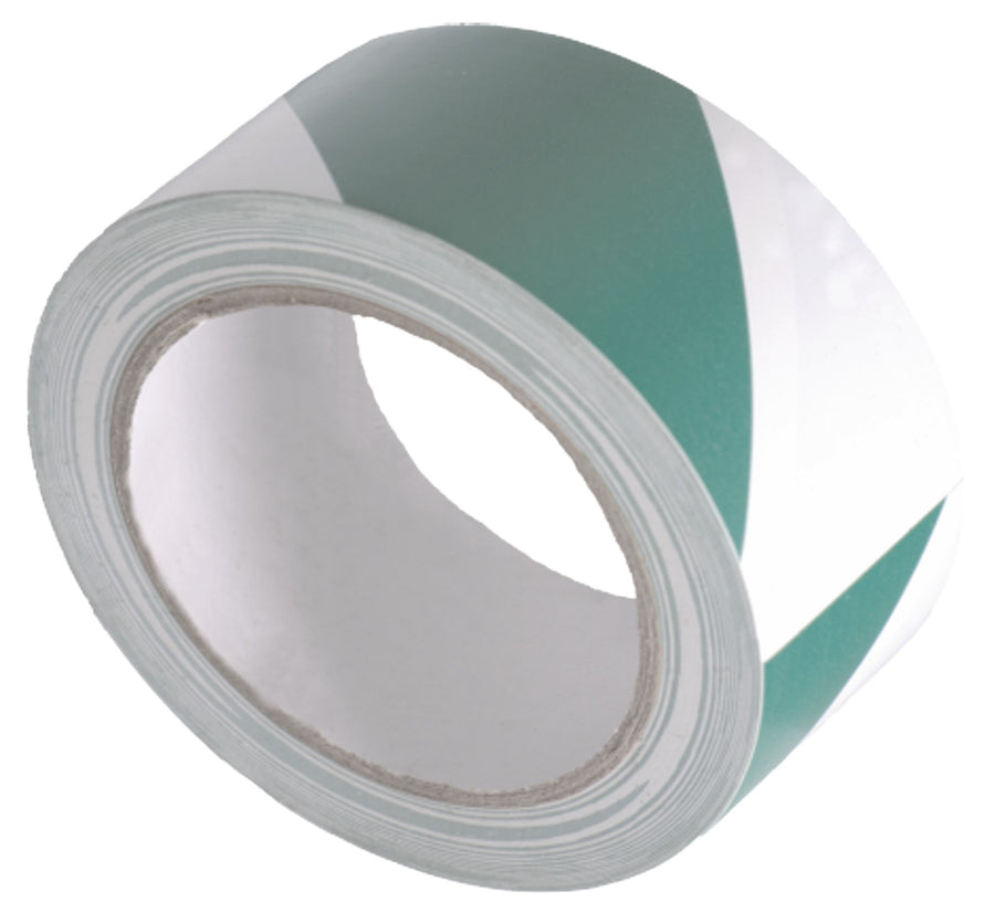 50mm x 33m Green and White Hazard Tape