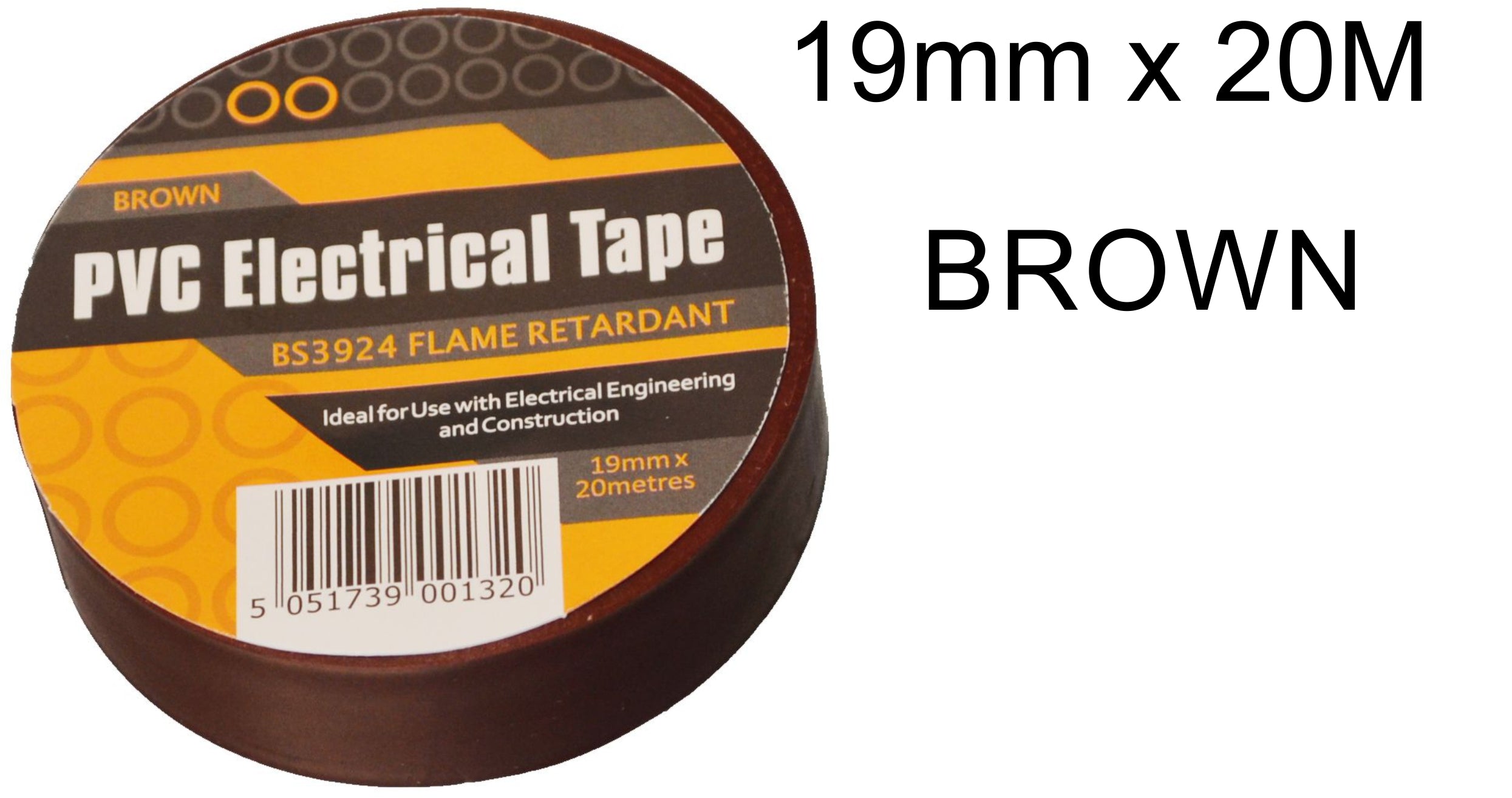 19mm x 20M Brown PVC Electrical Tape