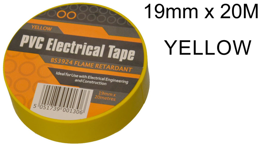 19mm x 20M Yellow PVC Electrical Tape